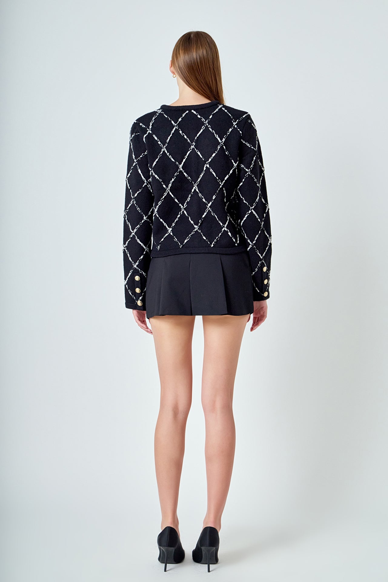 ENDLESS ROSE - Diamond Pattern Knit - SWEATERS & KNITS available at Objectrare