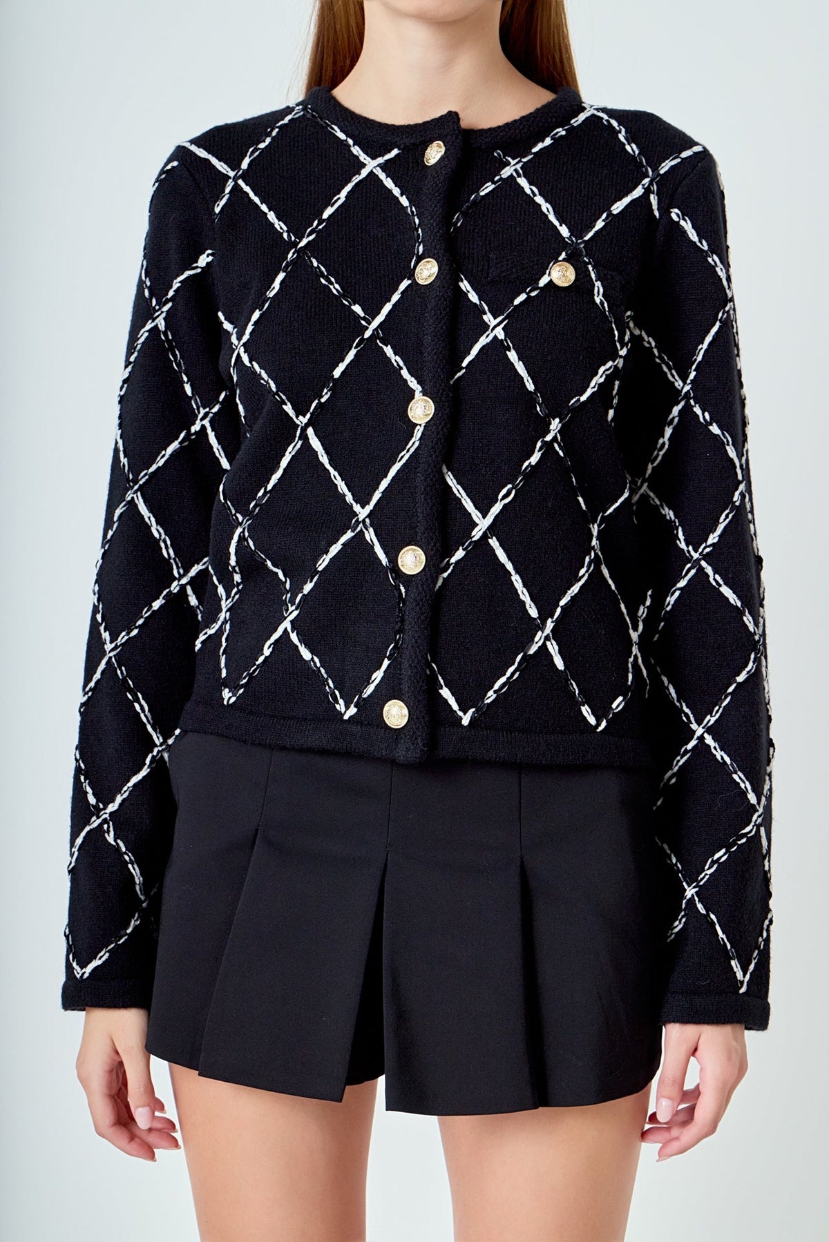 ENDLESS ROSE - Diamond Pattern Knit - SWEATERS & KNITS available at Objectrare
