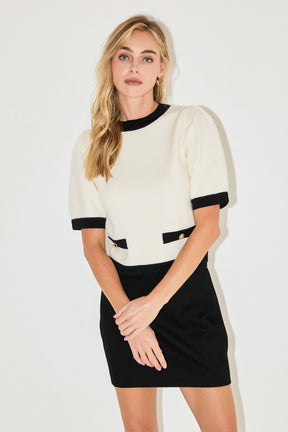Combo Puff Sleeves Knit