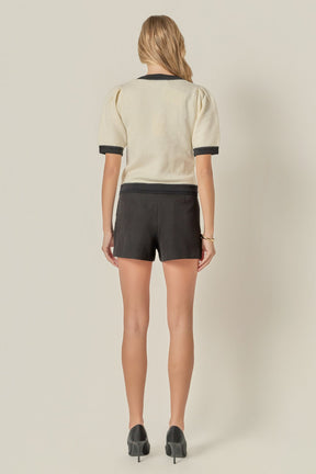 ENGLISH FACTORY - Combo Puff Sleeves Knit - SWEATERS & KNITS available at Objectrare