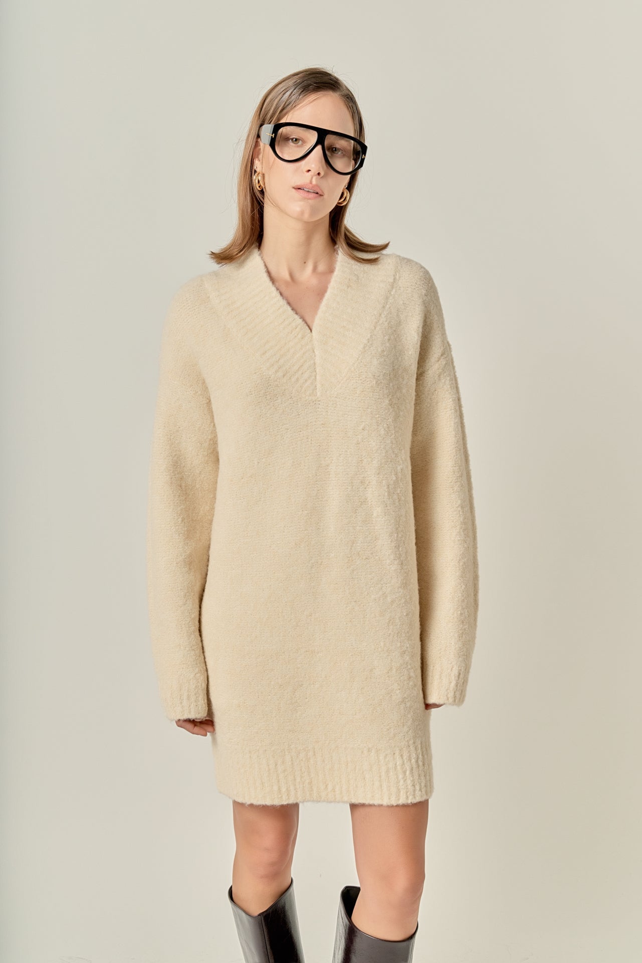 ENGLISH FACTORY - V Neck Knit Dress - DRESSES available at Objectrare