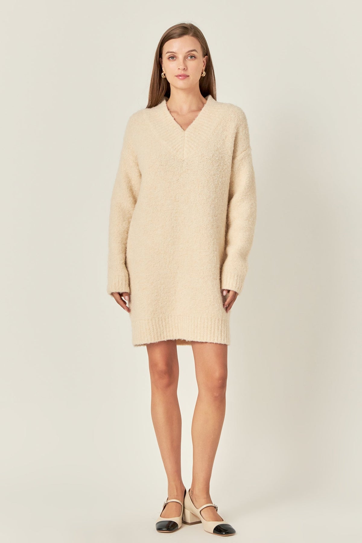 ENGLISH FACTORY - V Neck Knit Dress - DRESSES available at Objectrare