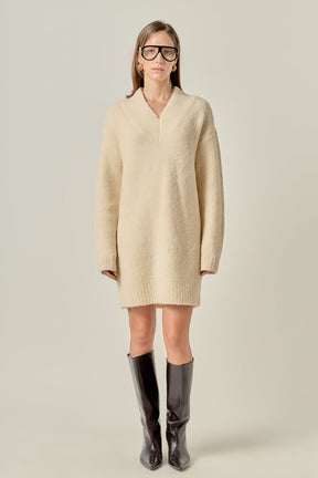 ENGLISH FACTORY - V Neck Knit Dress - DRESSES available at Objectrare