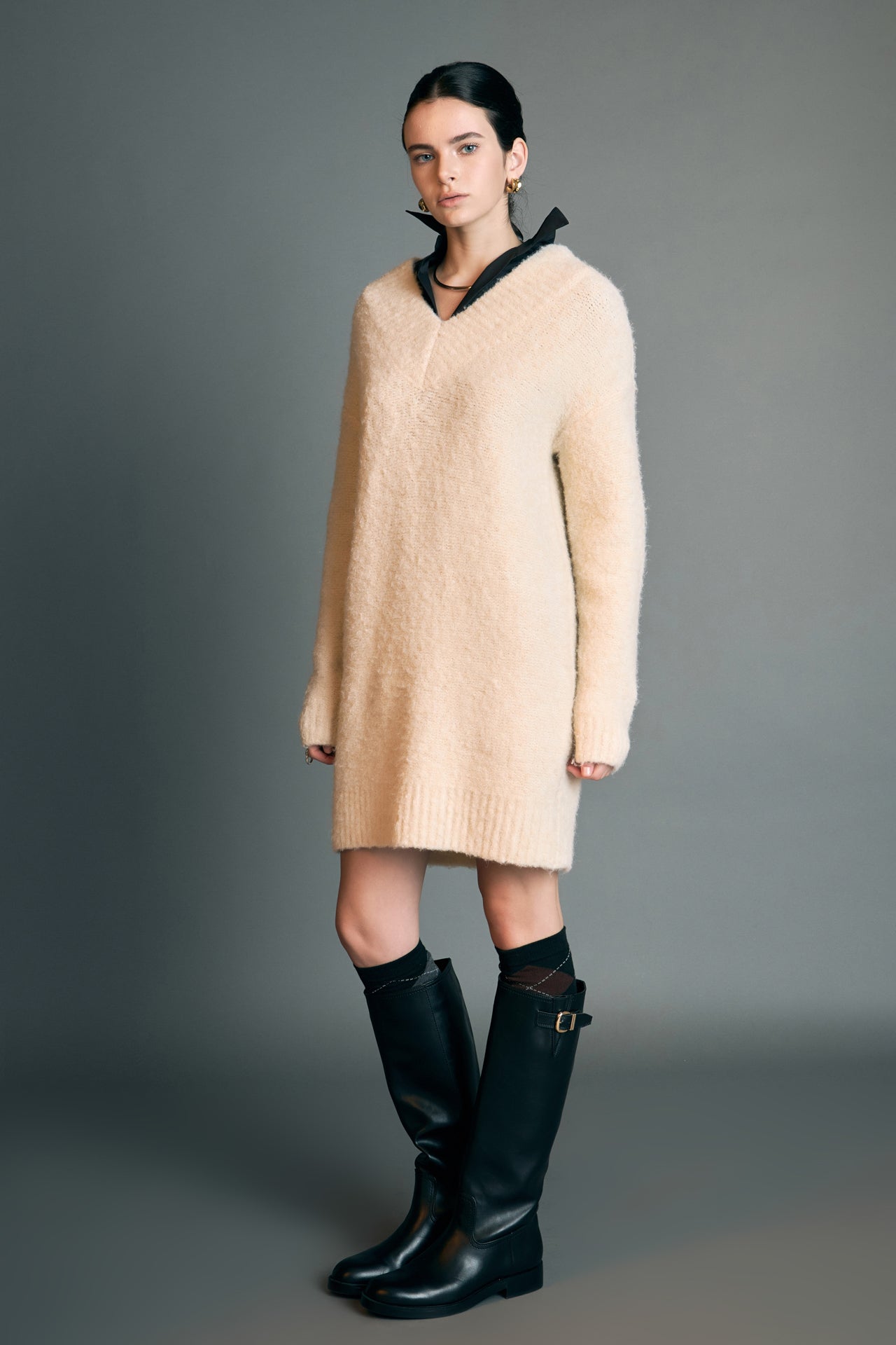 ENGLISH FACTORY - English Factory - V Neck Knit Dress - DRESSES available at Objectrare