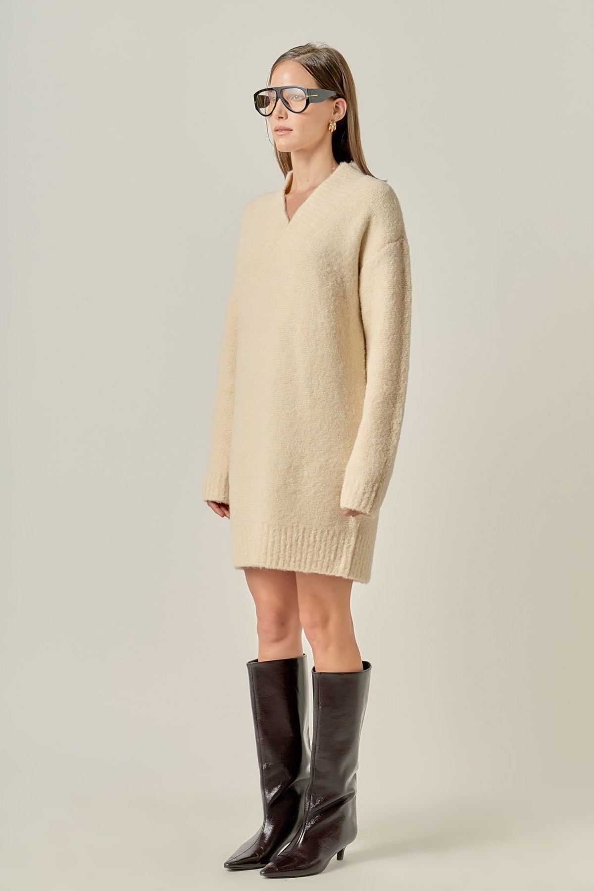 ENGLISH FACTORY - V Neck Knit Dress - DRESSES available at Objectrare