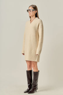 ENGLISH FACTORY - V Neck Knit Dress - DRESSES available at Objectrare