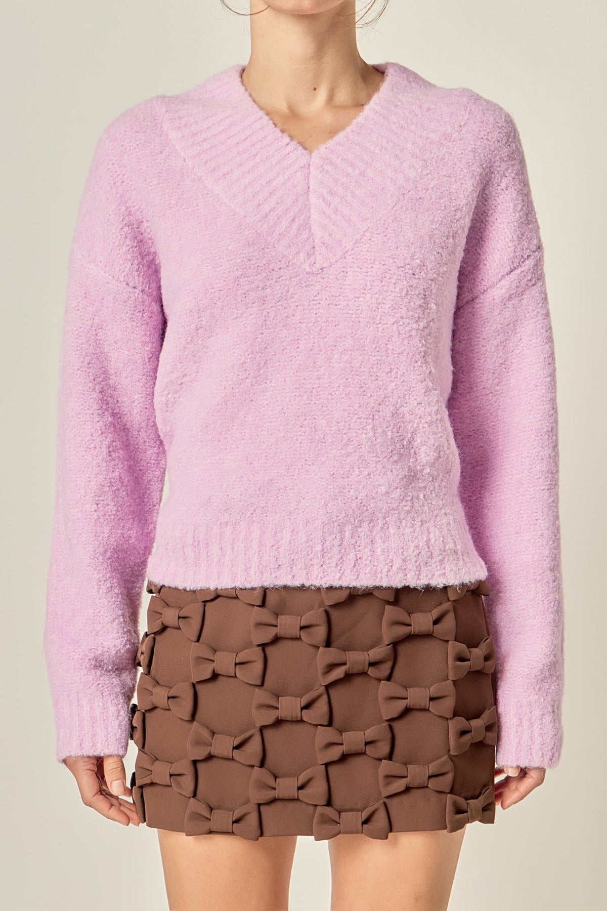 ENGLISH FACTORY - V Neck Knit Top - SWEATERS & KNITS available at Objectrare