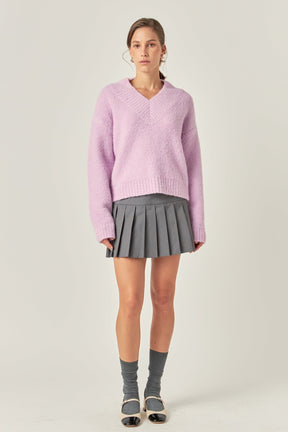 ENGLISH FACTORY - V Neck Knit Top - SWEATERS & KNITS available at Objectrare