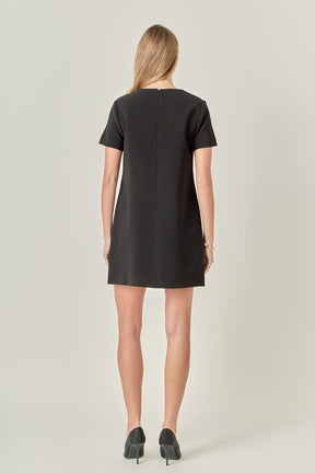 ENGLISH FACTORY - Gold Button Pointed Mini Dress - DRESSES available at Objectrare