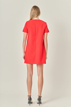 ENGLISH FACTORY - Gold Button Pointed Mini Dress - DRESSES available at Objectrare