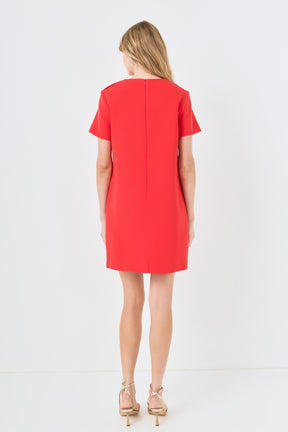 ENGLISH FACTORY - Gold Button Pointed Mini Dress - DRESSES available at Objectrare