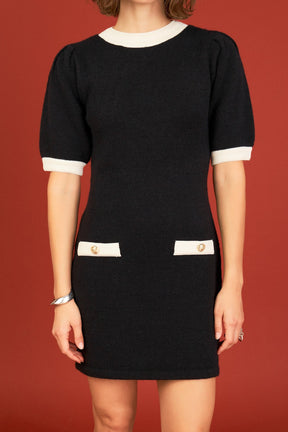 ENGLISH FACTORY - Contrast Rib Detailed Mini Dress - DRESSES available at Objectrare