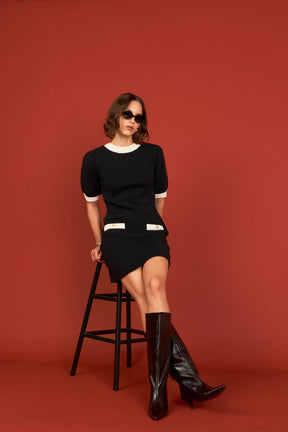 ENGLISH FACTORY - Contrast Rib Detailed Mini Dress - DRESSES available at Objectrare