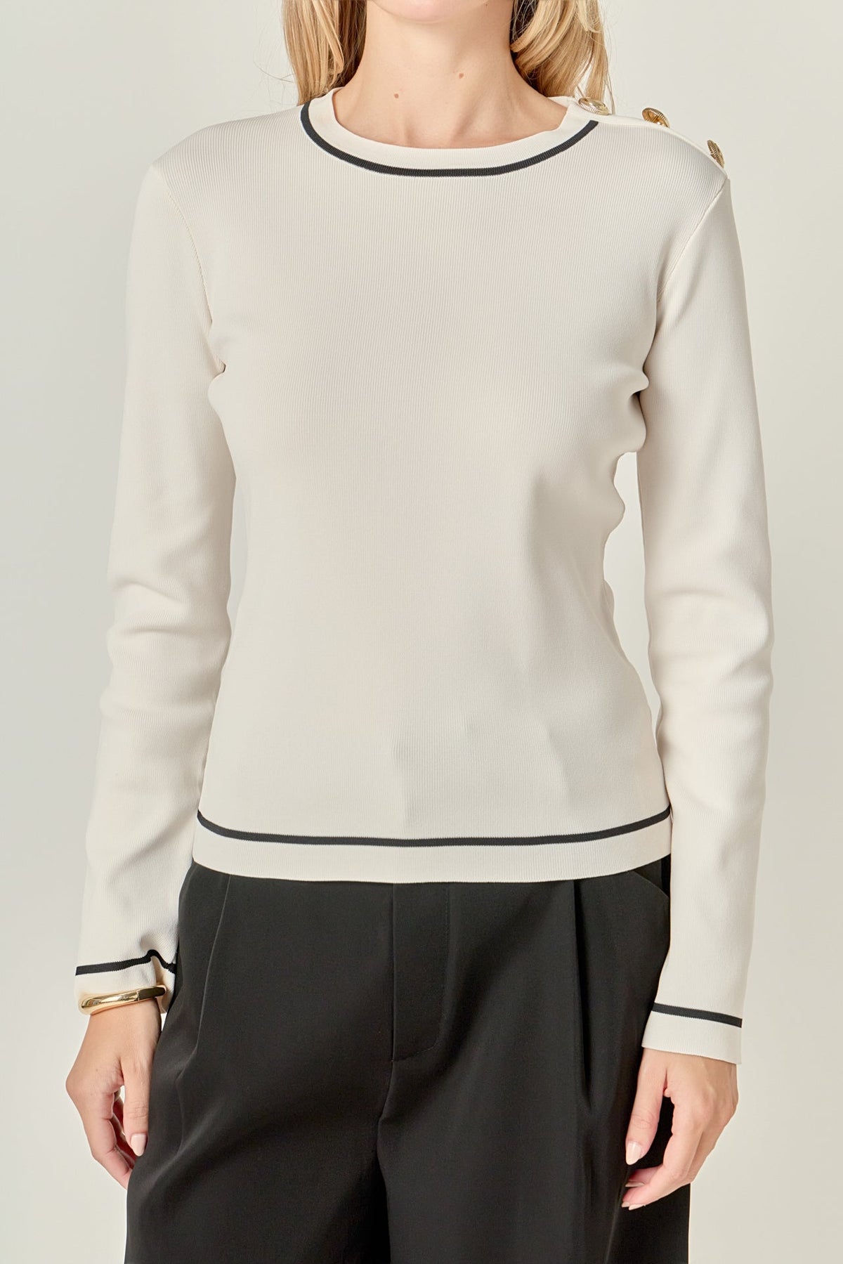 ENGLISH FACTORY - Striped Knit Top - TOPS available at Objectrare