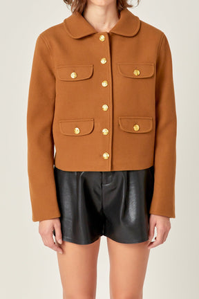 ENGLISH FACTORY - Gold Button Pointed Wool Jacket - JACKETS available at Objectrare