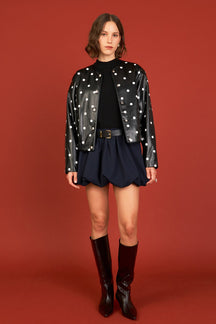 ENGLISH FACTORY - English Factory - Polka Dot Faux Leather Jacket - JACKETS available at Objectrare