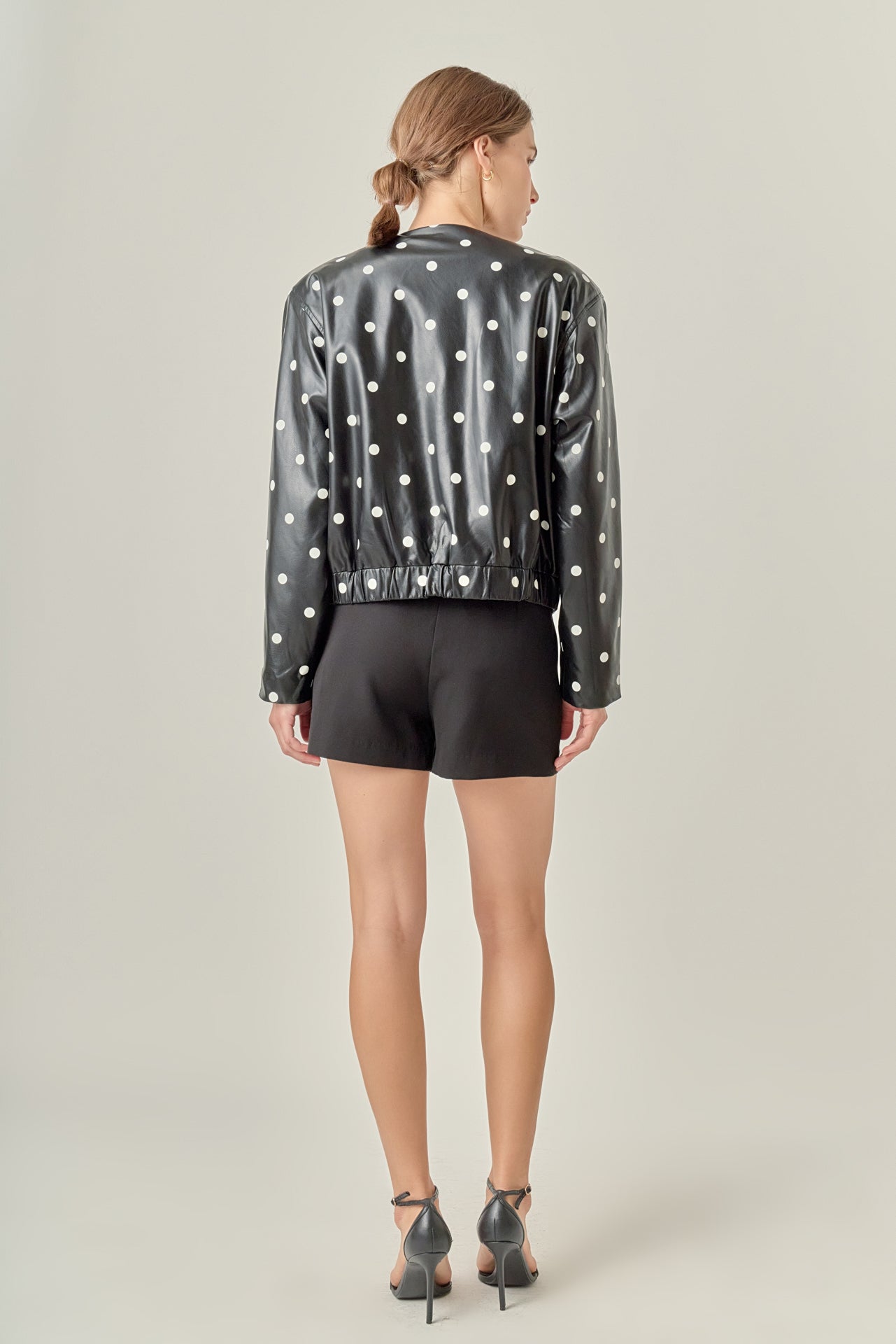 ENGLISH FACTORY - Polka Dot Faux Leather Jacket - JACKETS available at Objectrare
