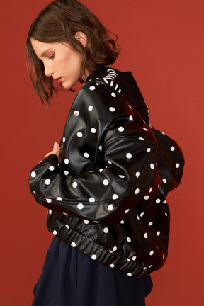 ENGLISH FACTORY - English Factory - Polka Dot Faux Leather Jacket - JACKETS available at Objectrare