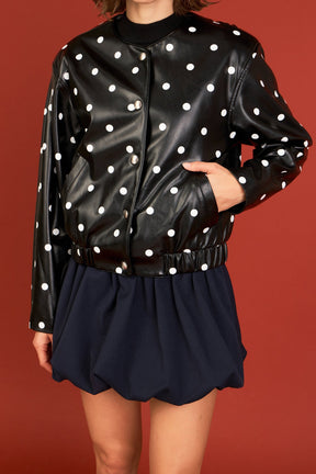 ENGLISH FACTORY - English Factory - Polka Dot Faux Leather Jacket - JACKETS available at Objectrare