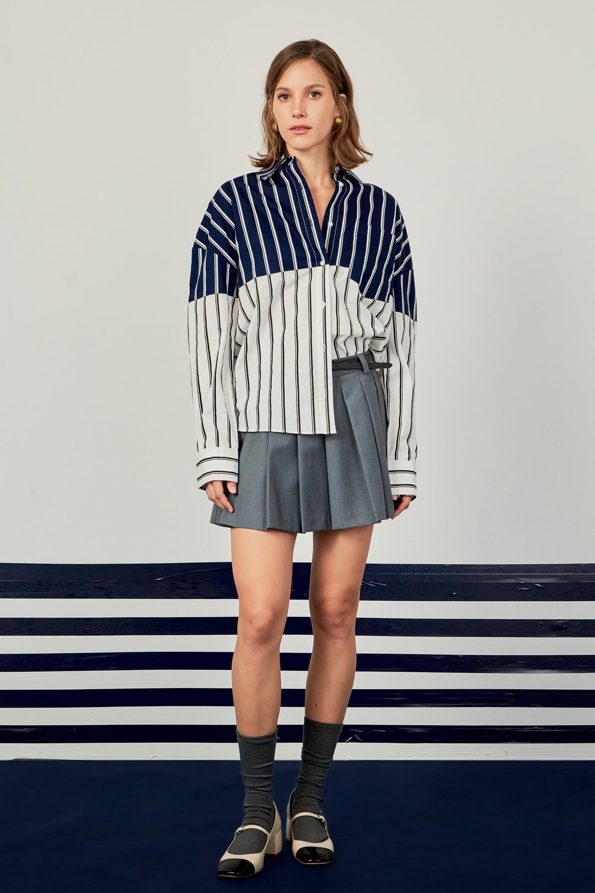 ENGLISH FACTORY - Colorblock Stripe Shirt - TOPS available at Objectrare