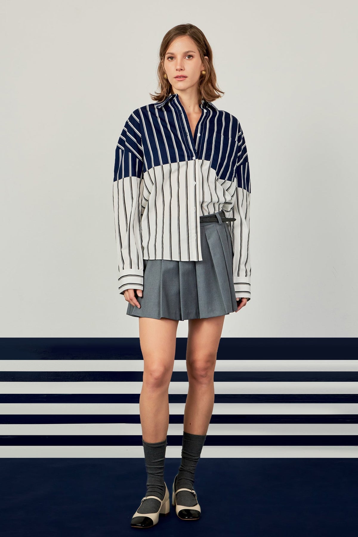 ENGLISH FACTORY - Colorblock Stripe Shirt - TOPS available at Objectrare