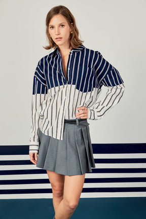 ENGLISH FACTORY - Colorblock Stripe Shirt - TOPS available at Objectrare