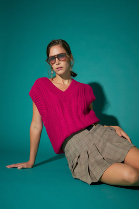 ENGLISH FACTORY - Cable Knit Vest - TOPS available at Objectrare