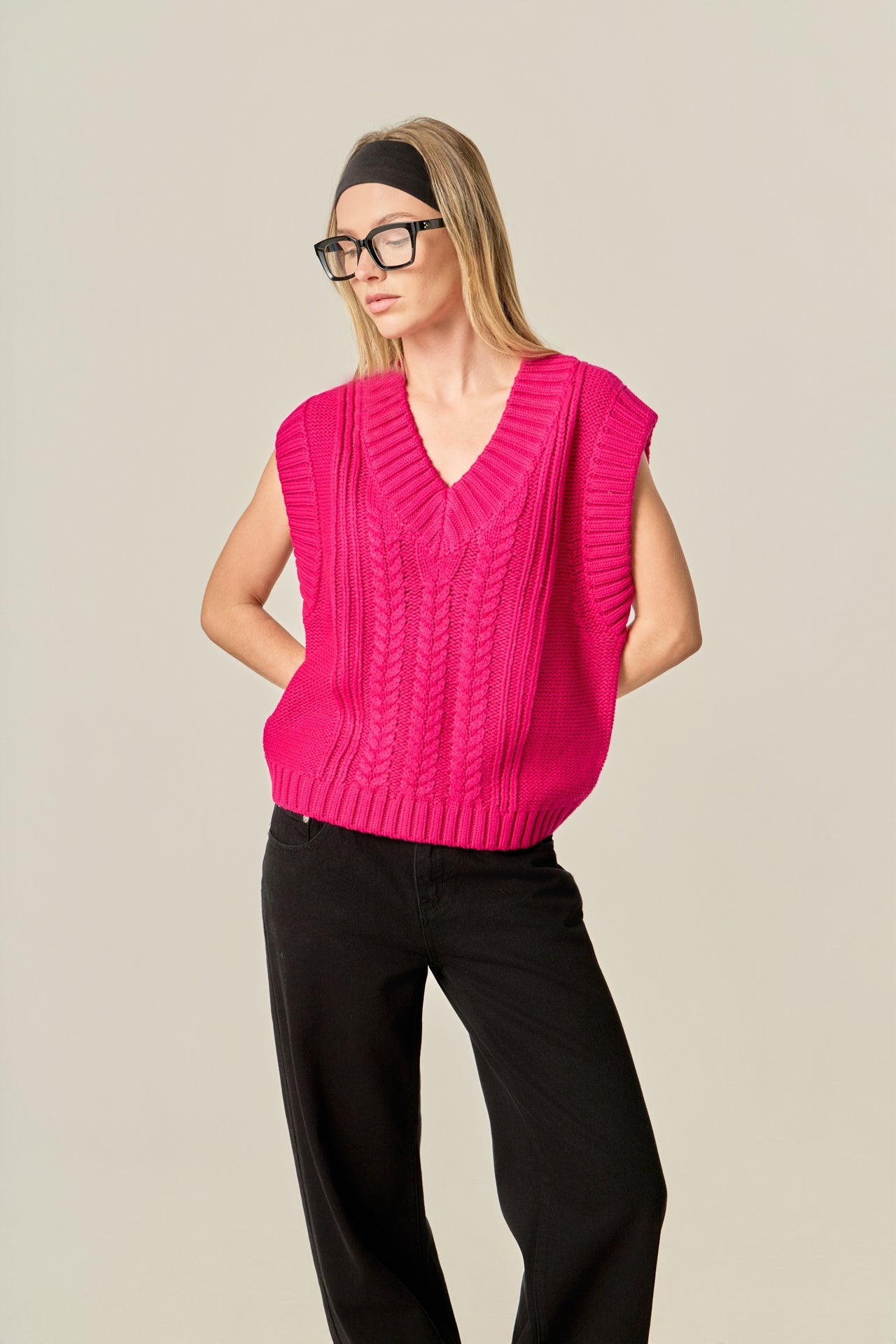 ENGLISH FACTORY - Cable Knit Vest - VESTS available at Objectrare