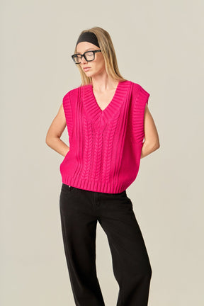 ENGLISH FACTORY - Cable Knit Vest - VESTS available at Objectrare