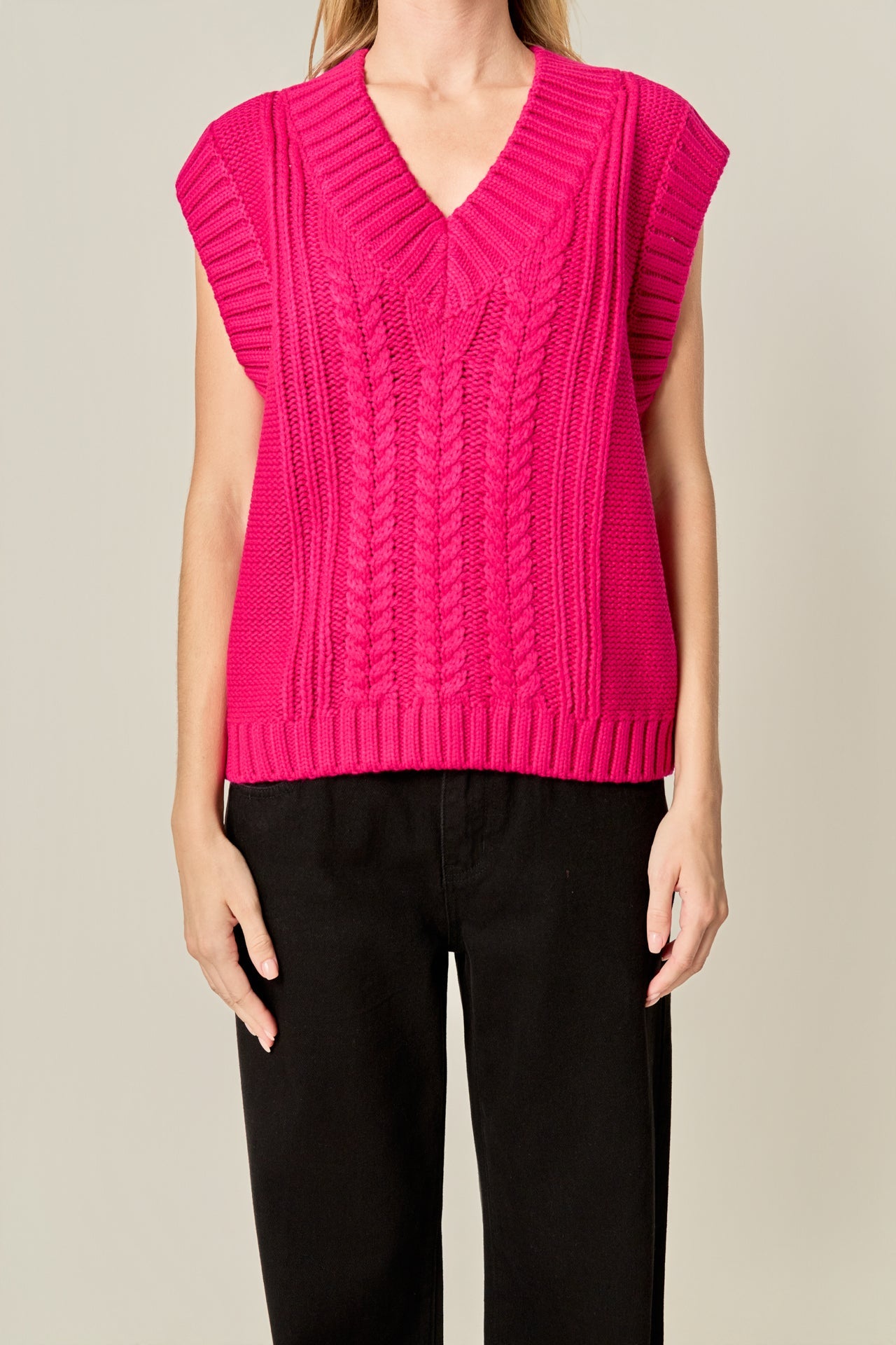 ENGLISH FACTORY - Cable Knit Vest - VESTS available at Objectrare