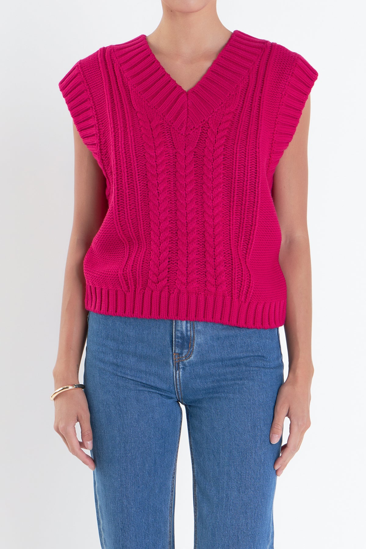 ENGLISH FACTORY - Cable Knit Vest - TOPS available at Objectrare