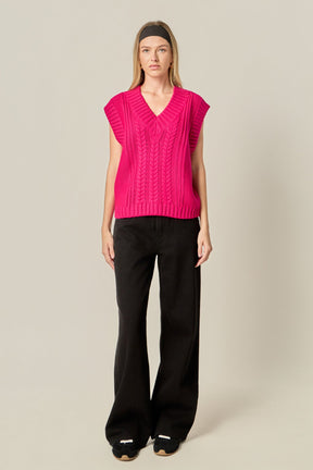 ENGLISH FACTORY - Cable Knit Vest - VESTS available at Objectrare