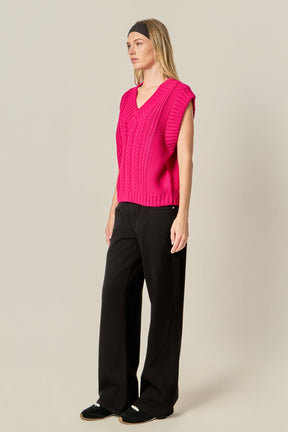 ENGLISH FACTORY - Cable Knit Vest - VESTS available at Objectrare