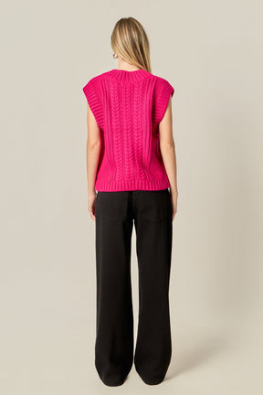 ENGLISH FACTORY - Cable Knit Vest - VESTS available at Objectrare