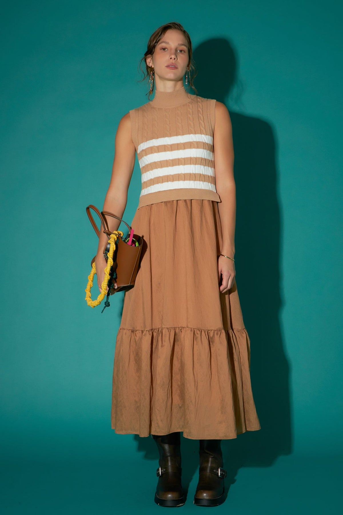 ENGLISH FACTORY - Mock Neck Sleeveless Mix Media Dress - DRESSES available at Objectrare