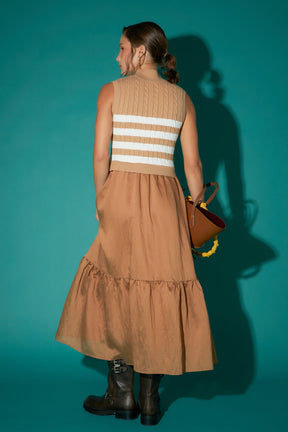 ENGLISH FACTORY - Mock Neck Sleeveless Mix Media Dress - DRESSES available at Objectrare