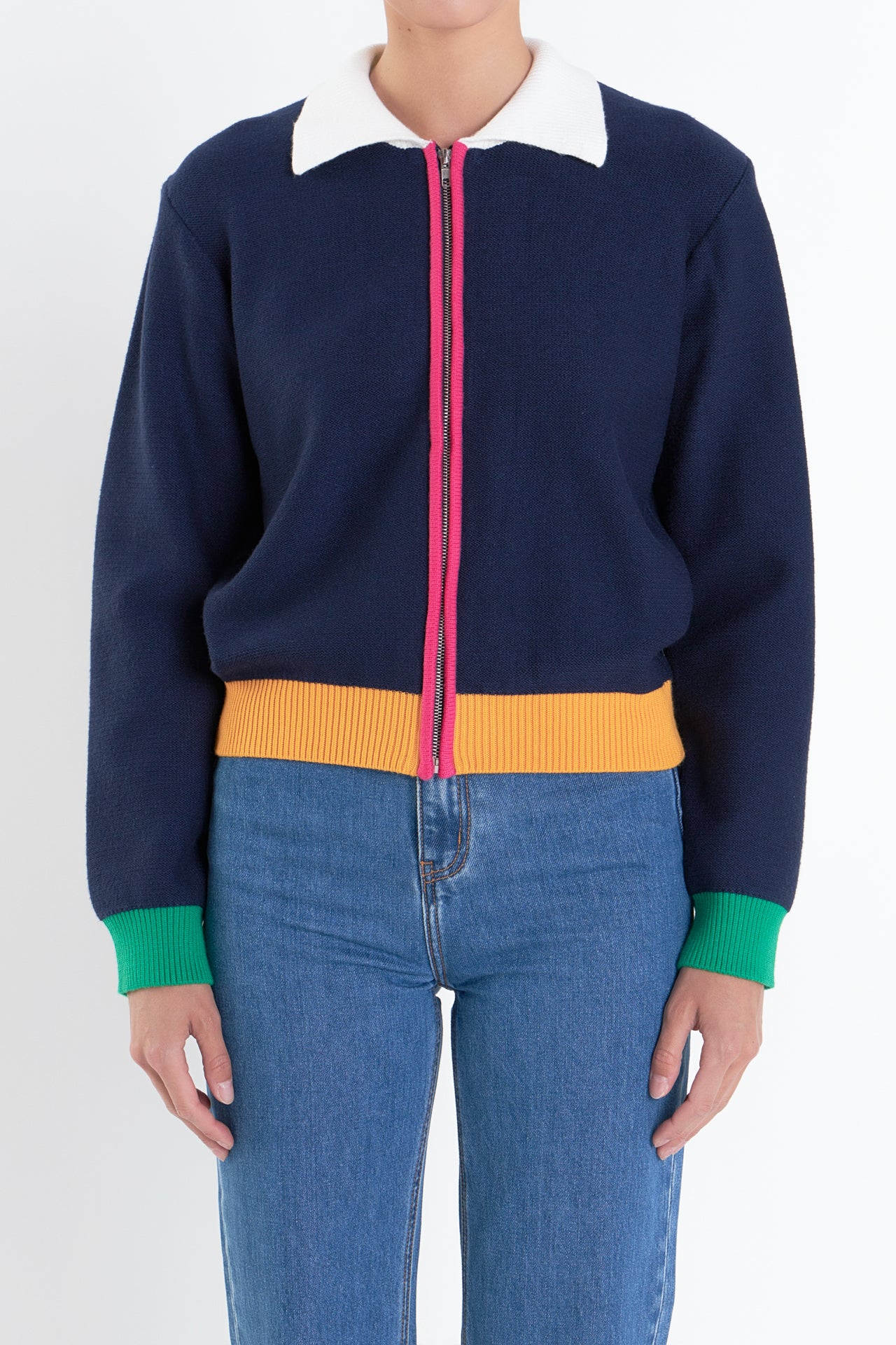 ENGLISH FACTORY - Colorblock Zip Up Cardigan - JACKETS available at Objectrare