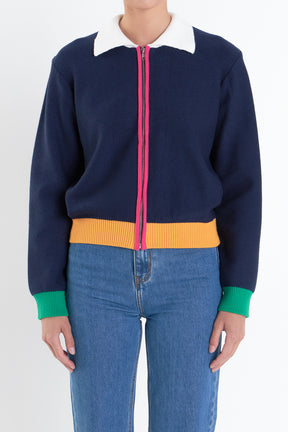 ENGLISH FACTORY - Colorblock Zip Up Cardigan - JACKETS available at Objectrare