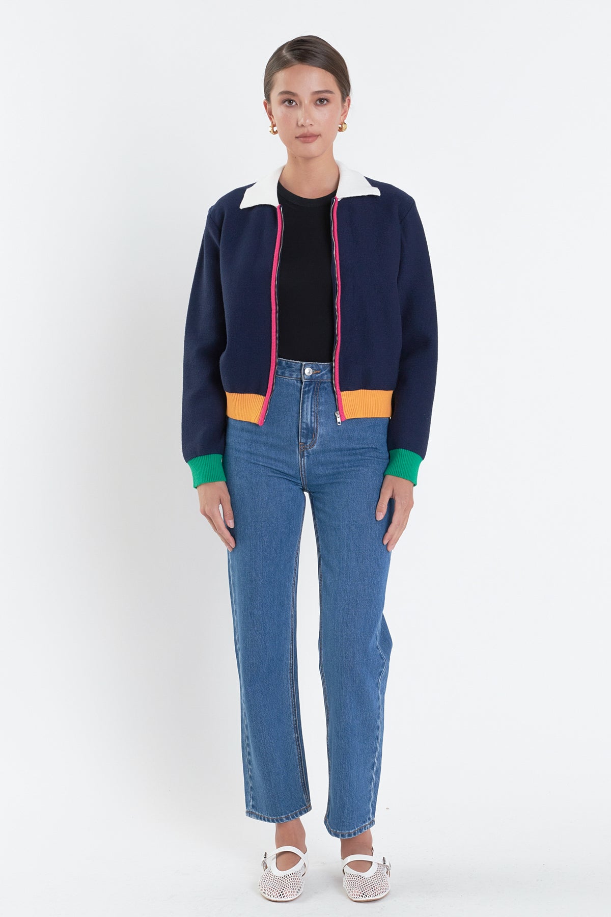 ENGLISH FACTORY - Colorblock Zip Up Cardigan - JACKETS available at Objectrare