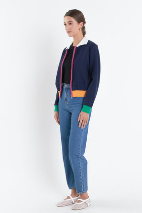 ENGLISH FACTORY - Colorblock Zip Up Cardigan - JACKETS available at Objectrare