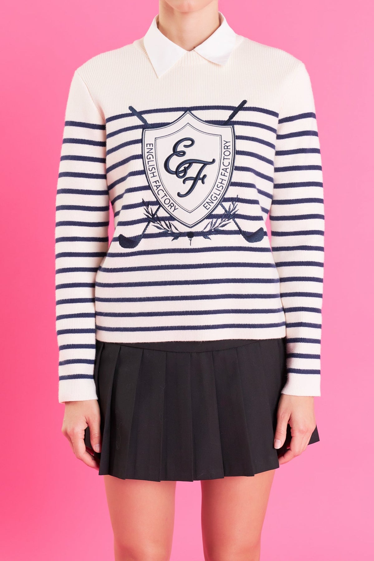 ENGLISH FACTORY - English Factory - Golf Striped Knit Top - SWEATERS & KNITS available at Objectrare