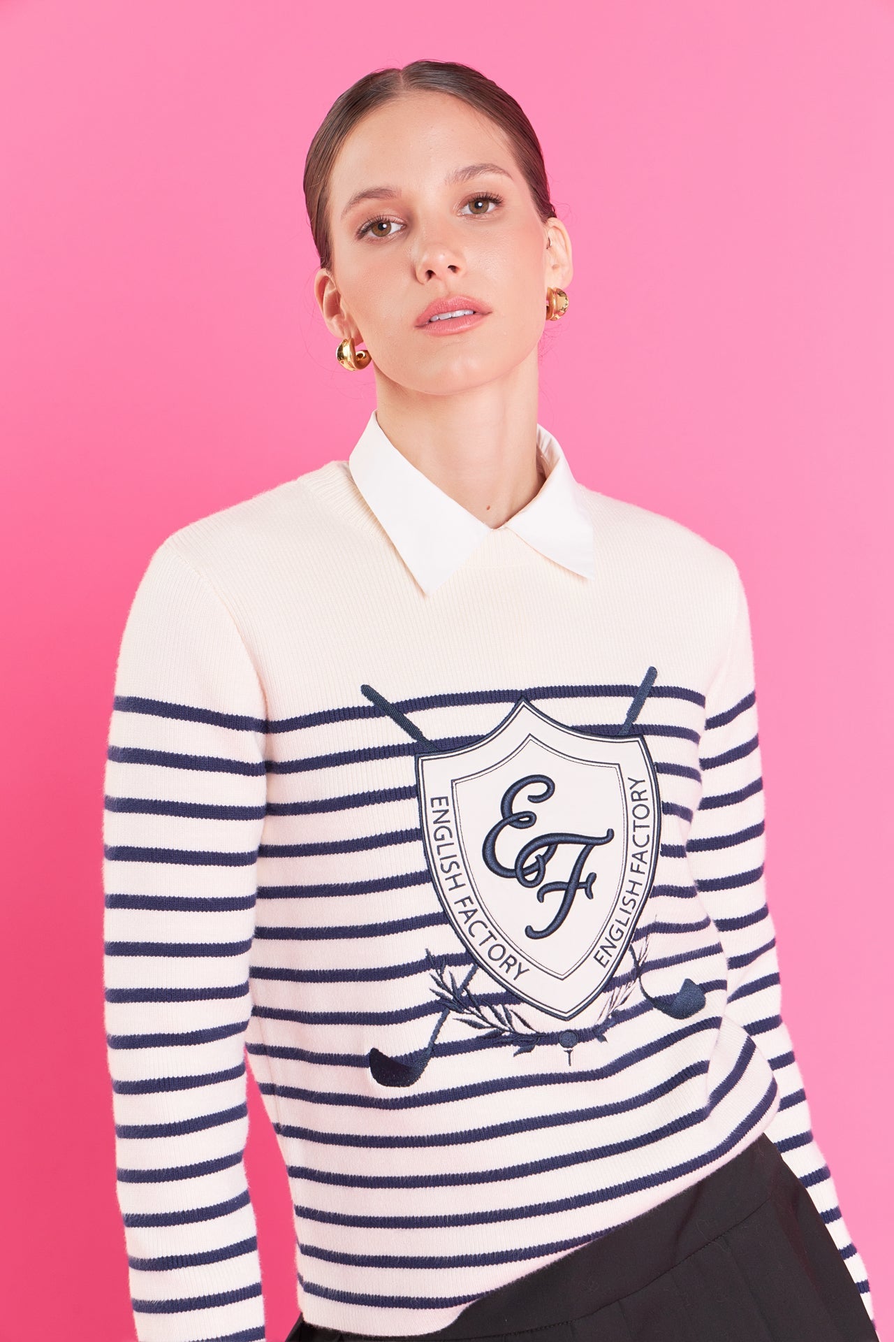 ENGLISH FACTORY - English Factory - Golf Striped Knit Top - SWEATERS & KNITS available at Objectrare