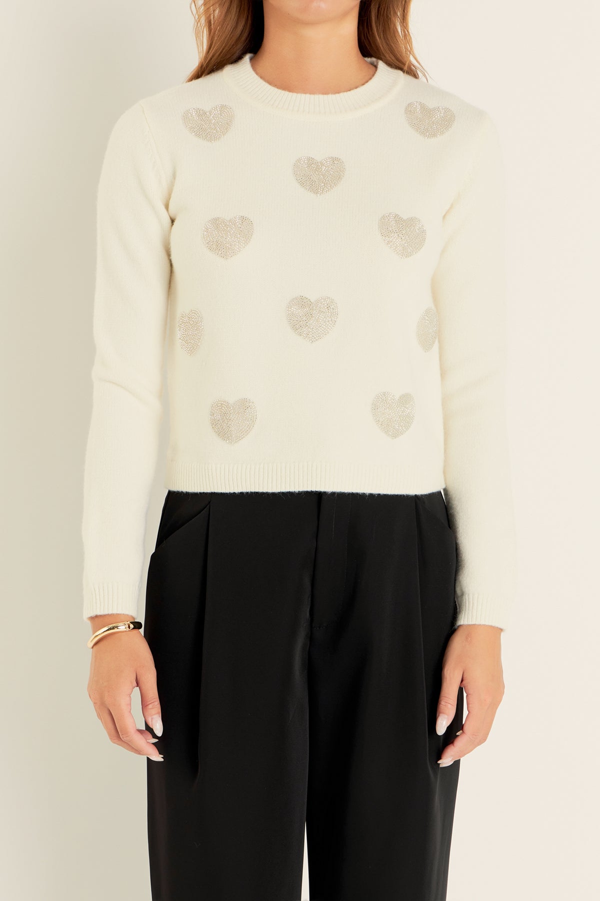 ENGLISH FACTORY - Silver Heart Knit - SWEATERS & KNITS available at Objectrare