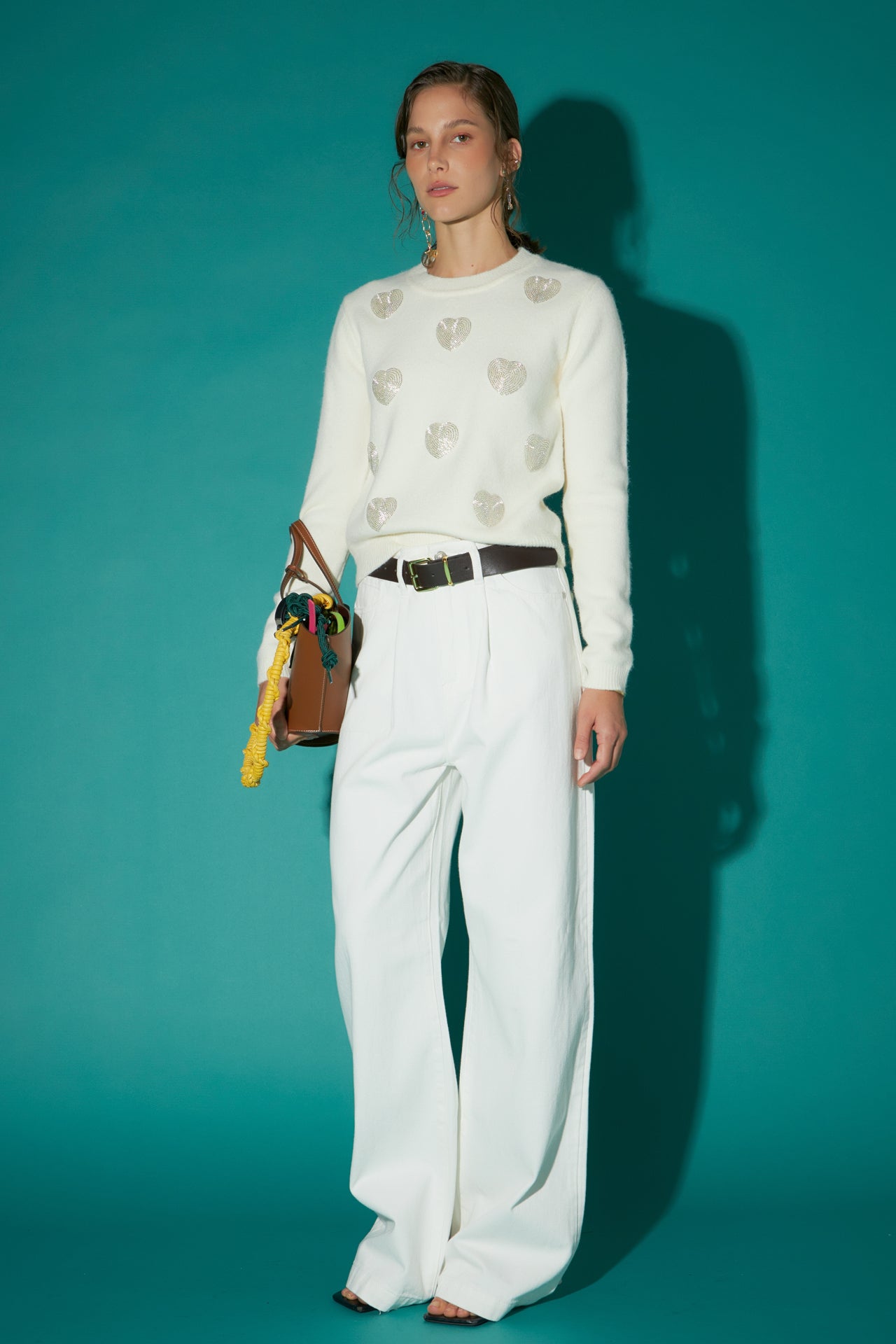 ENGLISH FACTORY - Silver Heart Knit - SWEATERS & KNITS available at Objectrare