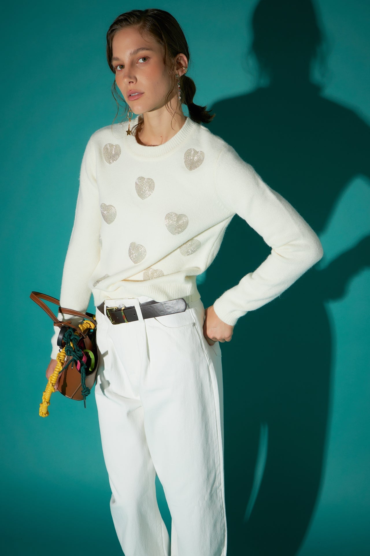 ENGLISH FACTORY - Silver Heart Knit - SWEATERS & KNITS available at Objectrare