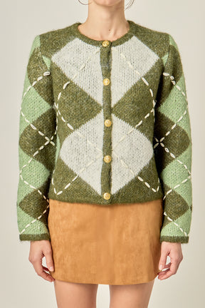 ENGLISH FACTORY - Argyle Cardigan - SWEATERS & KNITS available at Objectrare