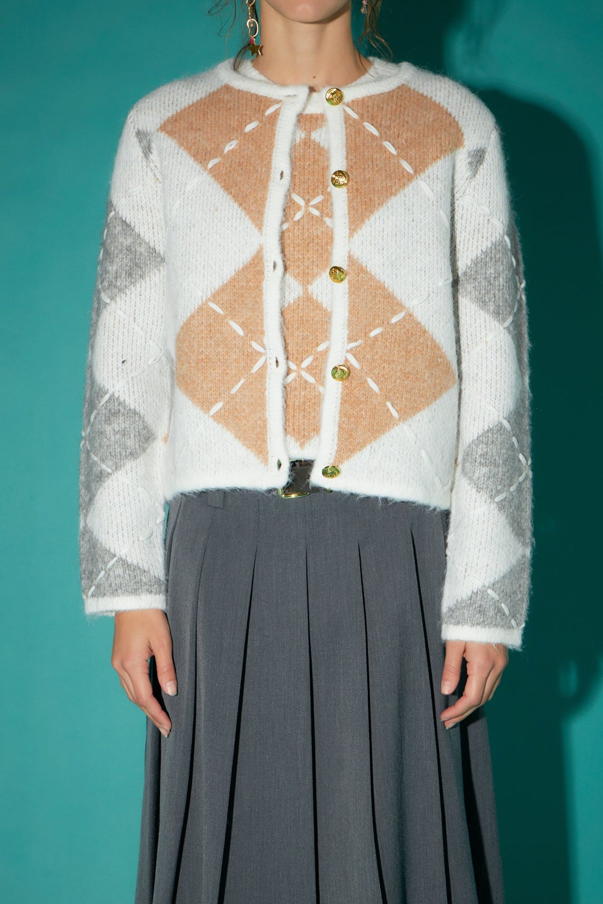 ENGLISH FACTORY - Argyle Cardigan - SWEATERS & KNITS available at Objectrare
