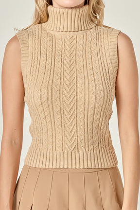 ENGLISH FACTORY - Cable Mock Neck Knit Top - TOPS available at Objectrare