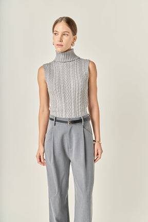 ENGLISH FACTORY - Cable Mock Neck Knit Top - TOPS available at Objectrare