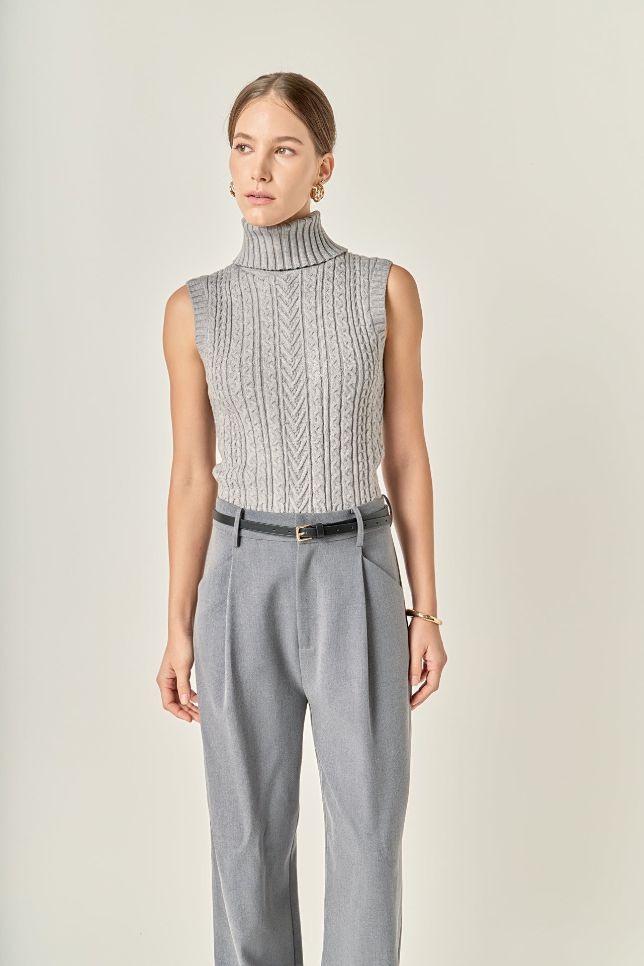 ENGLISH FACTORY - Cable Mock Neck Knit Top - TOPS available at Objectrare
